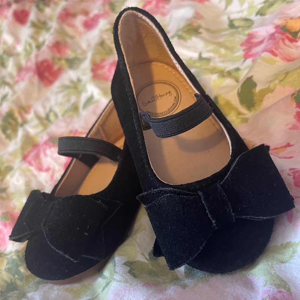 Sweethoney big bow suede ballet shoes